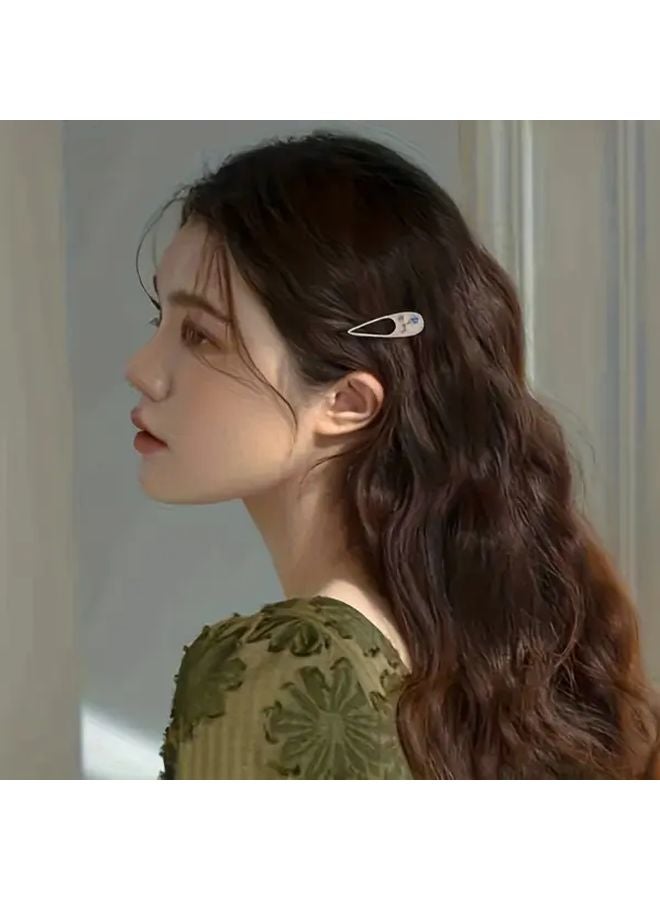 FS162 قطعتان مجموعة مشابك شعر بانغز زهرية مع إكسسوارات شعر من حجر الراين على شكل قلب وقوس - Image 3